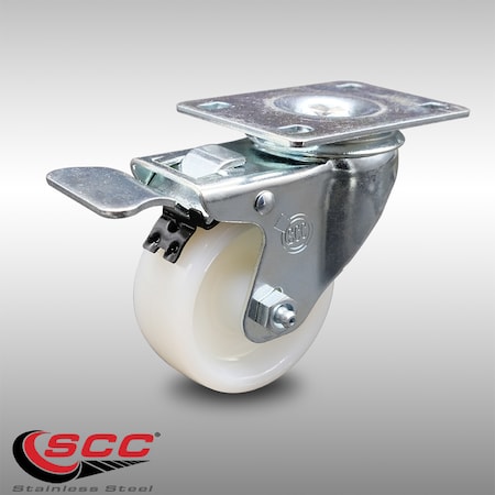 Service Caster 3 Inch SS Nylon Wheel Swivel Top Plate Caster with Total Lock Brake SCC SCC-SSTTL20S314-NYS